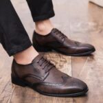 Bespoke Brown Wing Tip Leather Stylish Oxford Shoes for Men