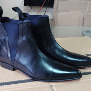 Handmade Black Chelsea Chukka Leather Boot - leathersguru