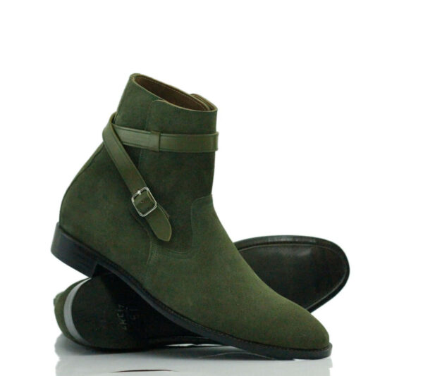 Handmade Olive Green Suede Boot, Ankle Boot, Jodhpurs Boot, Oxford Boot