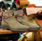 Handmade Olive Green Ankle Suede Jodhpurs Boots
