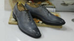 Handmade Gray Brogue Toe Leather Shoes,Men's Oxford Lace Up Shoes