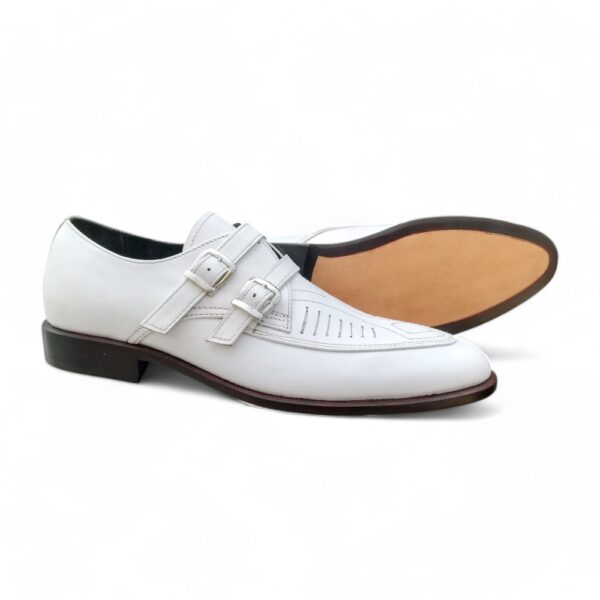 White Leather Shoes Loafer Duckes White Shoes buckle shoes