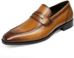 Handmade Brown Leather Shoes, Men's Penny Loafers Moccasin Dress Shoes