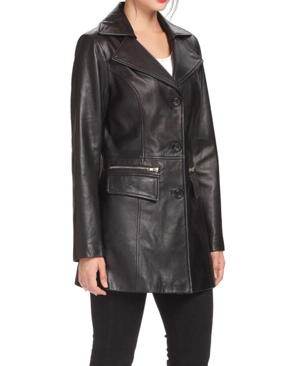 Fully Handmade Products Prepared From Genuine Leather Black Color Coat, Women Black Long Coat Style - leathersguru