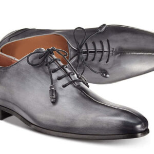 Bespoke Gray Leather Split Toe Lace Up Shoe for Men - leathersguru