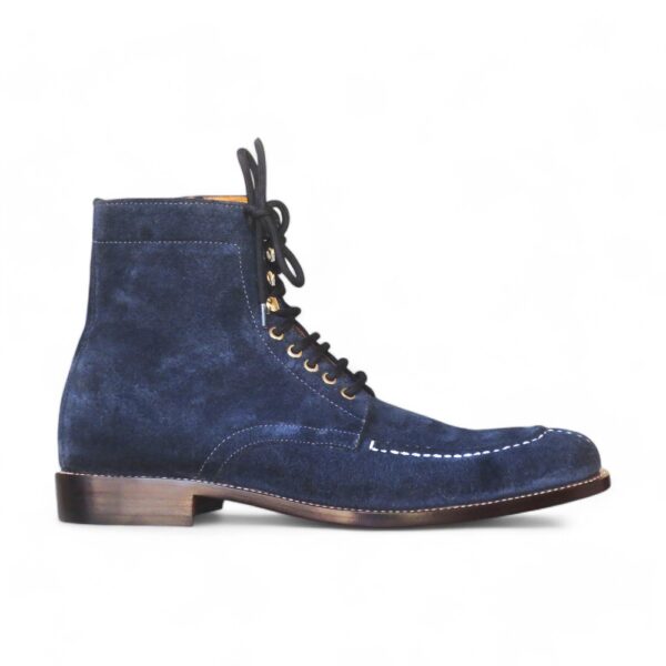 Bespoke Blue Suede Ankle Lace Up Boot - leathersguru