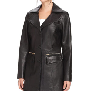 Fully Handmade Products Prepared From Genuine Leather Black Color Coat, Women Black Long Coat Style - leathersguru