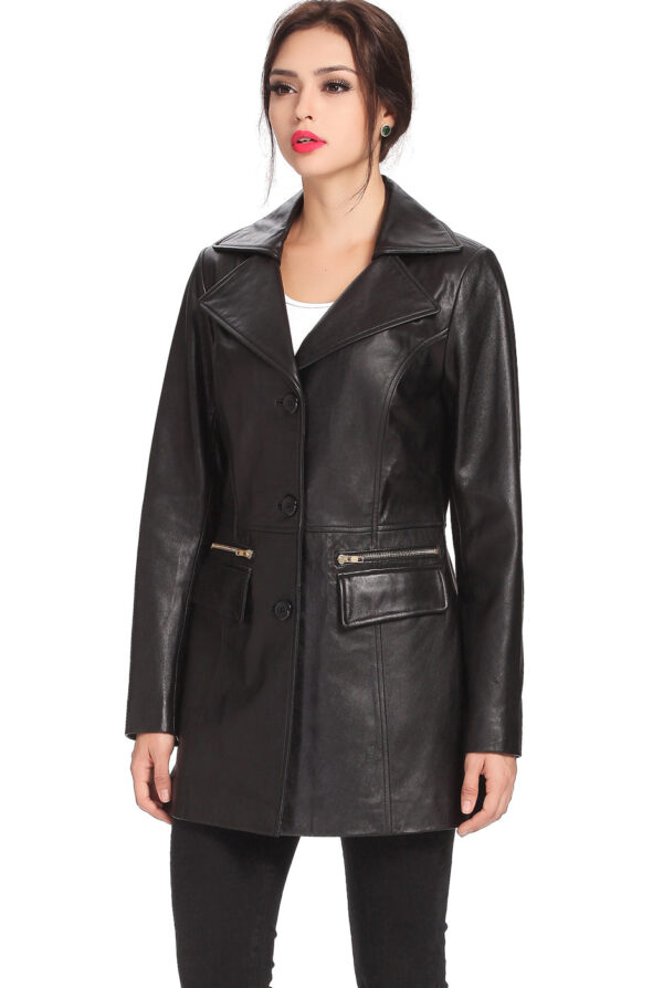 Fully Handmade Products Prepared From Genuine Leather Black Color Coat, Women Black Long Coat Style - leathersguru