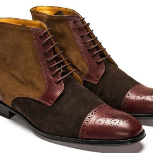 Bespoke Multi Shades Chukka Leather Suede Cap Toe Boot - leathersguru