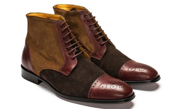 Bespoke Multi Shades Chukka Leather Suede Cap Toe Boot - leathersguru