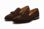 Bespoke Chocolate Brown Suede Tussle Loafer Shoe for Men - leathersguru