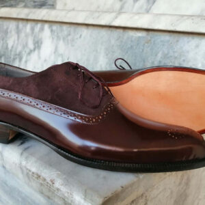 Bespoke Brown Leather Suede Lace Up Shoe for Men - leathersguru