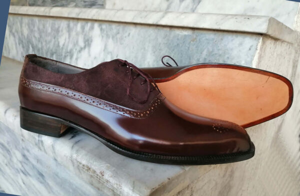 Bespoke Brown Leather Suede Lace Up Shoe for Men - leathersguru