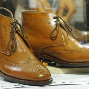 Handmade Ankle Tan Wing Tip Brogue Lace Up Leather Boots