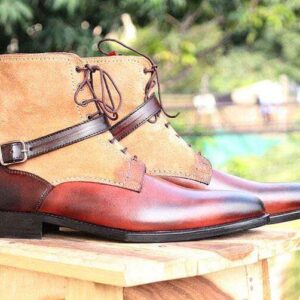 Handmade Madrid Strap leather ankle boots for men's - leathersguru