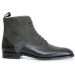 Handmade Men's Ankle High Black Leather Suede Boot - leathersguru