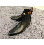 Bespoke Black Leather Chelsea Boots for Men's - leathersguru