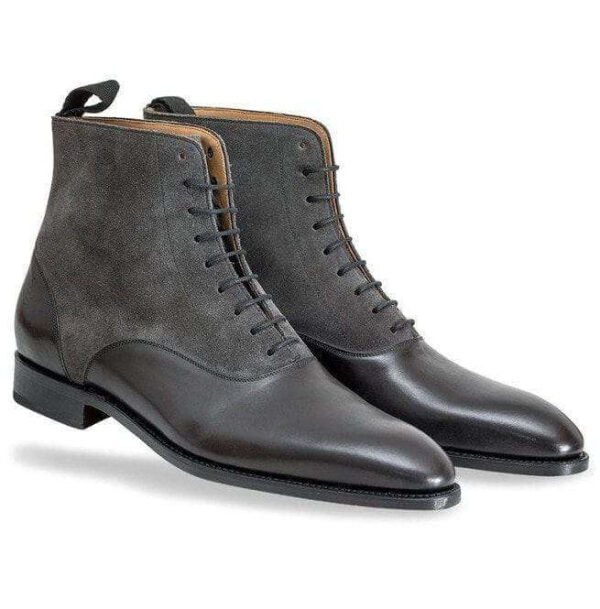 Handmade Men's Ankle High Black Leather Suede Boot - leathersguru