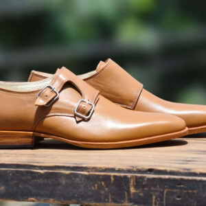 Handmade Monk Shoes Dress Formal Shoes Tan Deisgner Shoes Formal Shoes