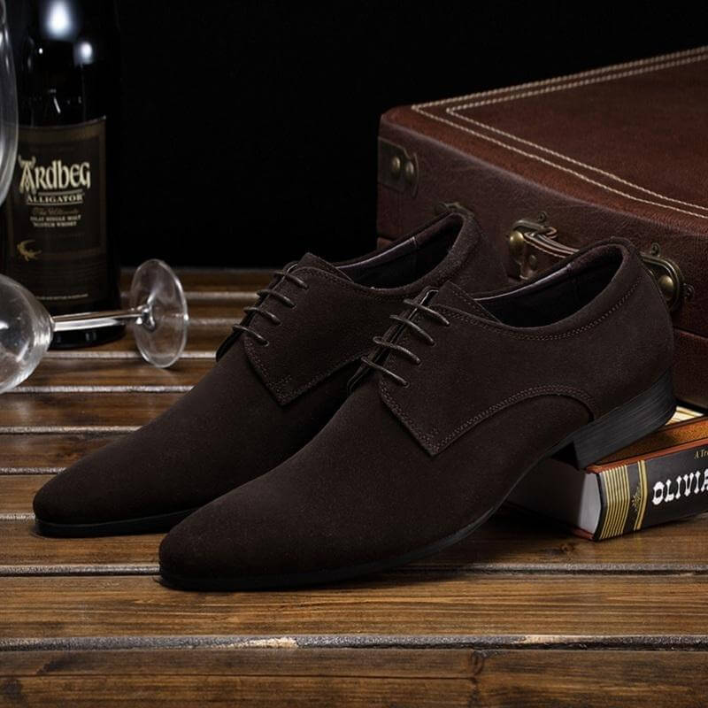 Handmade Chocolate Brown Suede Derby Shoe - leathersguru