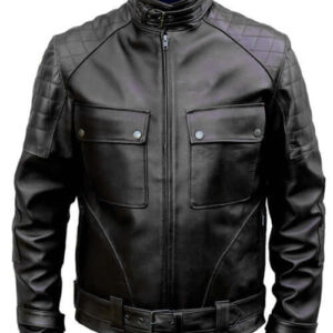 Men Black Biker Leather Jacket Men, Men Leather Jacket Slim Fit