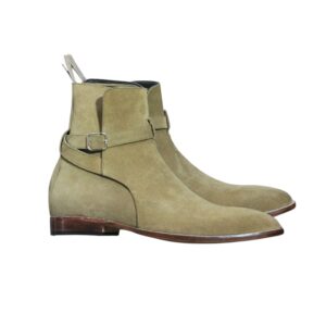 Beige Jodhpurs Suede Ankle Boots For Men - leathersguru