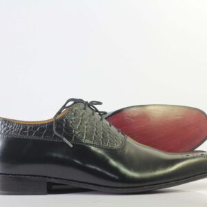 Bespoke Black Brogue Toe Lace Up Shoe for Men - leathersguru