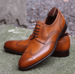 Bespoke Brown Wing Tip Brogue Lace Up Shoe for Men's - leathersguru