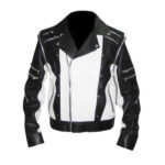 Men's Black White color BMW Motorcycle Racing Biker Leather Jacket - leathersguru