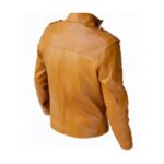 Handmade men's light brown Color leather Pocket jacket - leathersguru