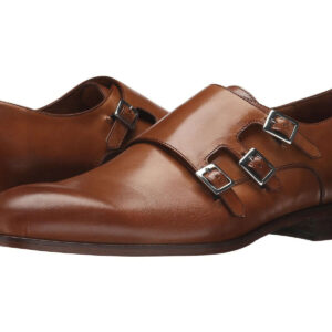 Men's Brown Color Triple Monk leather shoes Men Dress Formal Straps Shoe