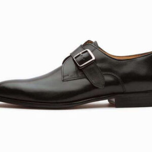 Handmade Black Monk Strap Leather Shoe - leathersguru