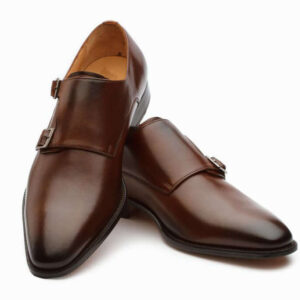 Bespoke Brown Leather Double Monk Strap Shoe for Men - leathersguru