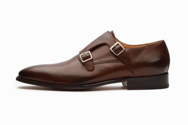 Bespoke Brown Leather Double Monk Strap Shoe for Men - leathersguru