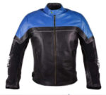 Motorcycle Leather Jacket Pro Series Blue Black Perforated Biker Motorcycle Leather Jacket