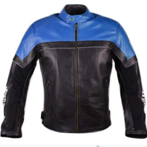 Motorcycle Leather Jacket Pro Series Blue Black Perforated Biker Motorcycle Leather Jacket