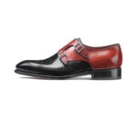 Handmade Brown Black Double Monk Leather Shoe - leathersguru