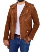 Men's Brando Style Suede Leather Jacket - leathersguru