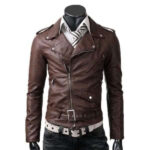 Genuine Lambskin Leather Quilted Motorcycle Jacket Slim fit Biker Jacket - leathersguru