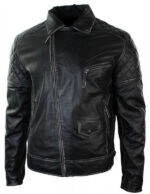 New Black Stylish Biker Leather Jacket Men's Zipper Jacket