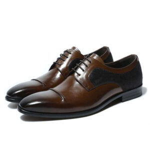 Handmade Brown Black Suede Leather Cap Toe Shoe - leathersguru