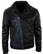 New Black Stylish Biker Leather Jacket Men's Zipper Jacket