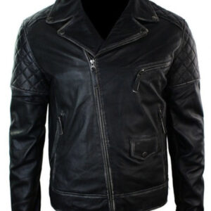 New Black Stylish Biker Leather Jacket Men's Zipper Jacket