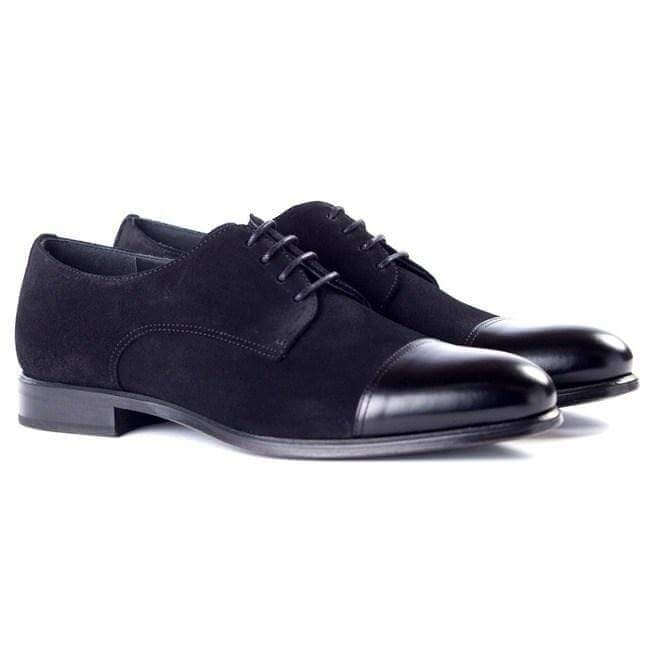 rebelsmarket_handmade_cap_toe_formal_shoes_men_black_color_dress_shoes_shoes_for_mens_dress_shoes_4 Handmade Navy Blue Suede Leather Cap Toe Shoes - leathersguru