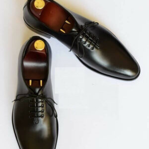 Bespoke Black Leather Lace Up Shoes, Men Shoes, Dress Shoes - leathersguru