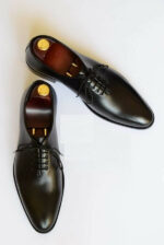 Bespoke Black Leather Lace Up Shoes, Men Shoes, Dress Shoes - leathersguru