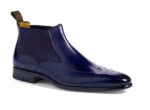 Handmade Men's Ankle High Leather Purple Wing Tip Chelsea Boot - leathersguru