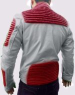 Men White Red Motorbike Leather Jacket, Classic Trendy Scooter Fashion Jacket - leathersguru