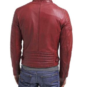 Men's New Maroon Zipper Padded Motorbike Leather Jacket, Classic Trendy Scooter Fashion Jacket - leathersguru