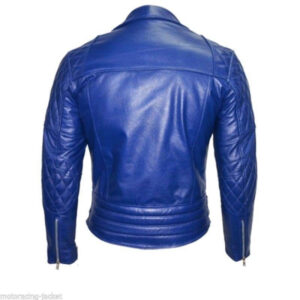 Men's New Blue Branded Motorbike Leather Jacket, Classic Trendy Scooter Fashion Jacket - leathersguru